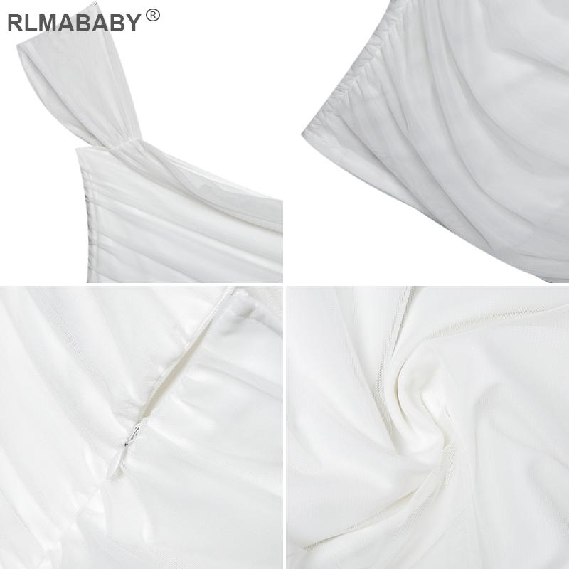 Изображение товара: RLMABABY сексуальные платья без бретелек складчатый белое платье Для женщин Повседневное с открытыми плечами облегающее платье белое платье с двойным Слои Ruched Клубные вечерние платья