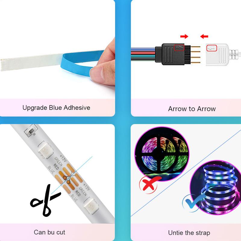 Изображение товара: Светодиодная лента Easeking с Bluetooth, гибкая лампа с диодной лентой, красный, зеленый, синий, постоянный ток 12 В, 24 В, 5 м, 10 м, 20 м
