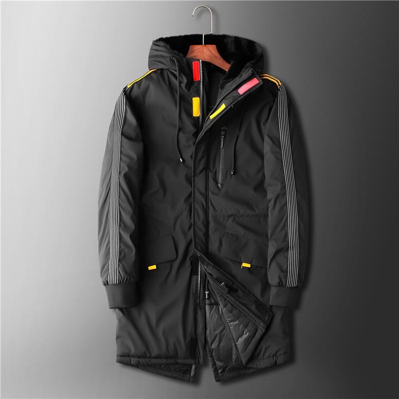 Изображение товара: Мужская свободная стеганая куртка 5XL 6XL 7XL 8XL, Классическая модная зимняя брендовая одежда 2020, толстая и теплая длинная парка большого размера с капюшоном