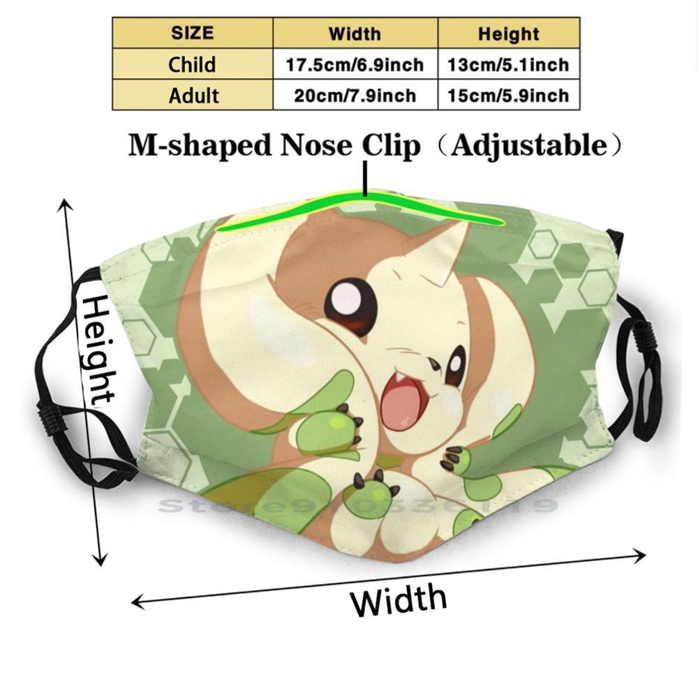Изображение товара: Многоразовая маска для рта с фильтром Pm2.5, с принтом в виде терьермона, Chibi, для детей, Digimon, Tamers, терьермон, манга, монстр, милый аниме