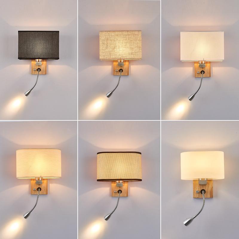 Изображение товара: Прикроватная Светодиодная лампа для чтения с крестообразным зеркалом, современный простой настенный светильник из ткани для спальни, гостиничного номера