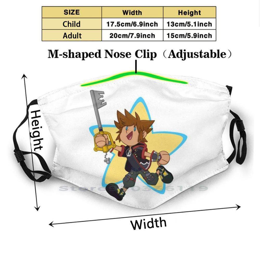 Изображение товара: Сора! Маска для лица многоразовая с фильтрами, милая детская с лезвием для ключей Chibi, с надписью Sora Kh Kingdom Hearts Star