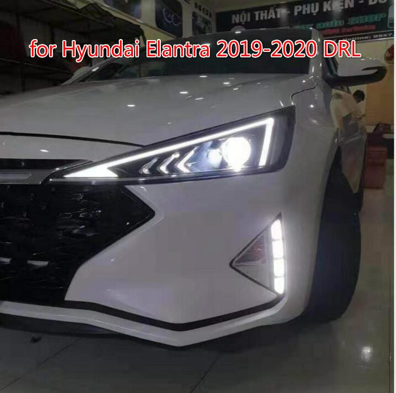 Изображение товара: Дневные ходовые огни для Hyundai Elantra 2019, 2020, AVANTE светодиодный ные дневные ходовые огни, противотуманная фара с желтым сигналом поворота, стильное реле