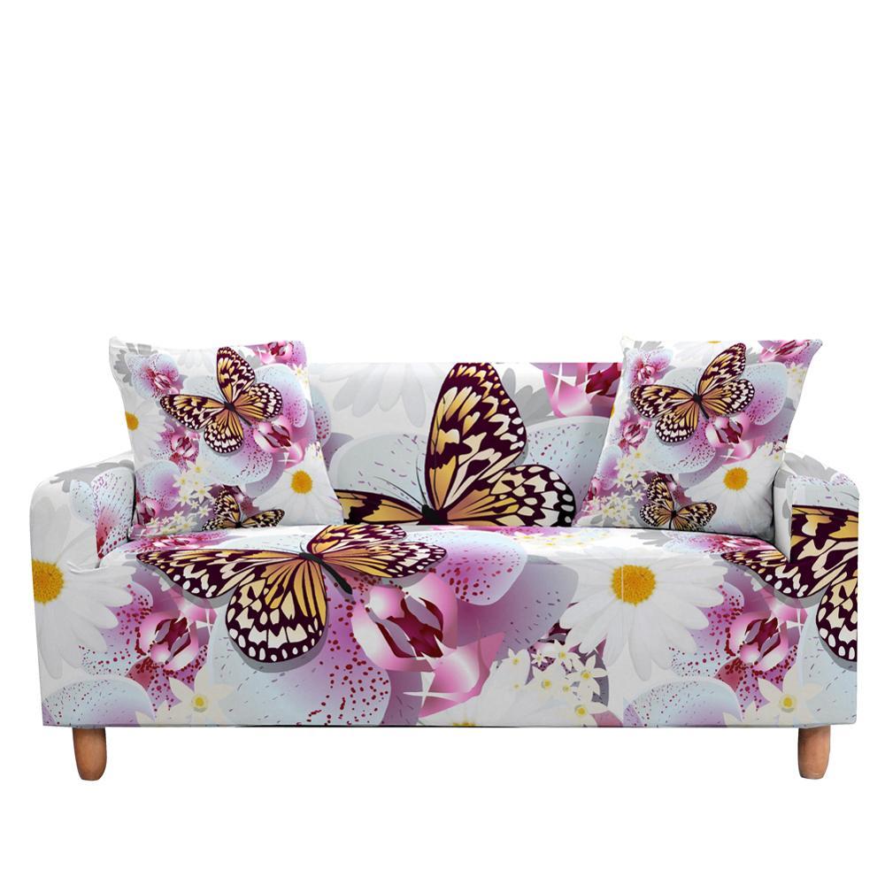 Изображение товара: Эластичный чехол для дивана в виде бабочки для гостиной, эластичный чехол для дивана с секционным углом, чехол для дивана с бабочками