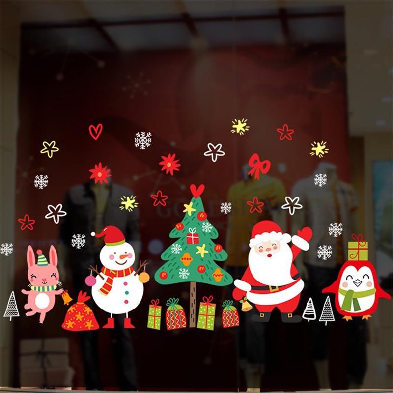 Изображение товара: Рождество на окно, стекло, стену стикеры рождественские украшения Новогодние украшения для дома моды Санта Клаус наклейки