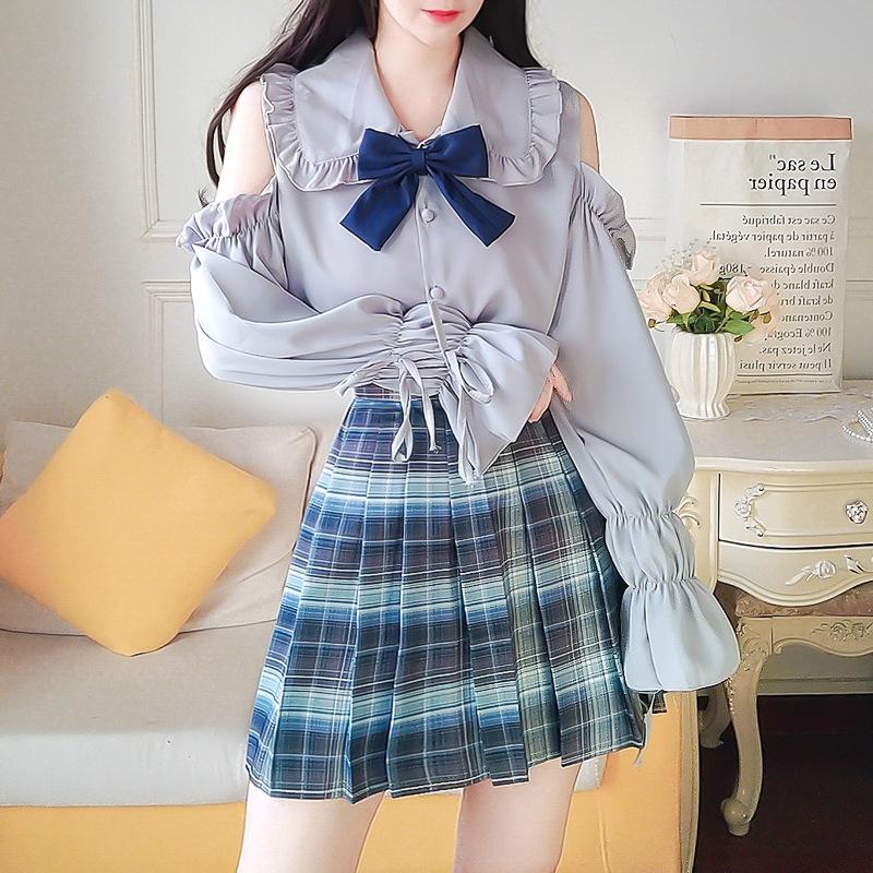 Изображение товара: Школьная юбка для девочек, японский стиль, JK, Униформа, японская мода, костюм моряка колледжа, плиссированная аниме, школьная форма