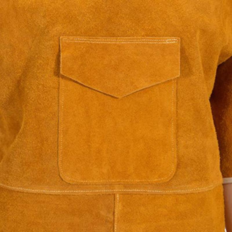 Изображение товара: Фартук для сварки с рукавами, 85 см, кожаный фартук для сварщика, коровья кожа и огнеупорная сварка, регулируемый размер