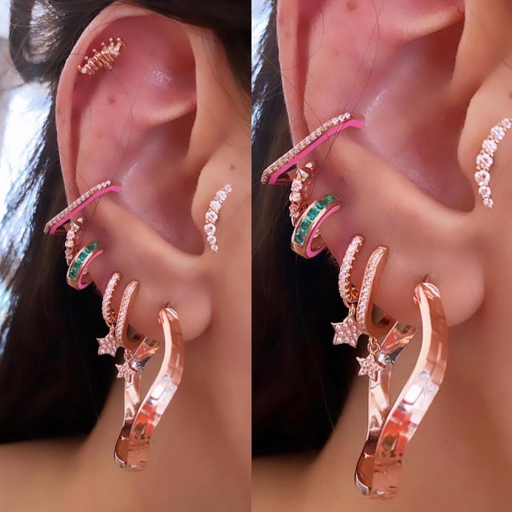 Изображение товара: Neon enamel candy colorful fashion women jewelry no pierced rectangle cz ear cuff earring