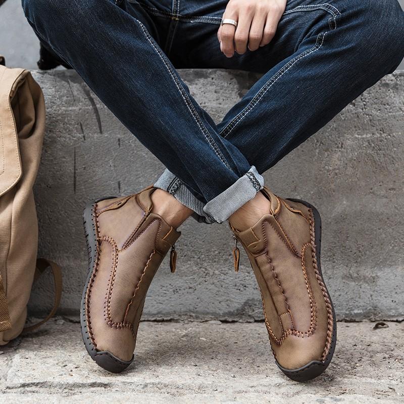 Изображение товара: Классические мужские ботильоны, модные мужские ботинки в британском стиле, дизайнерские мужские ботинки в западном стиле, зимние стандартные уличные кроссовки