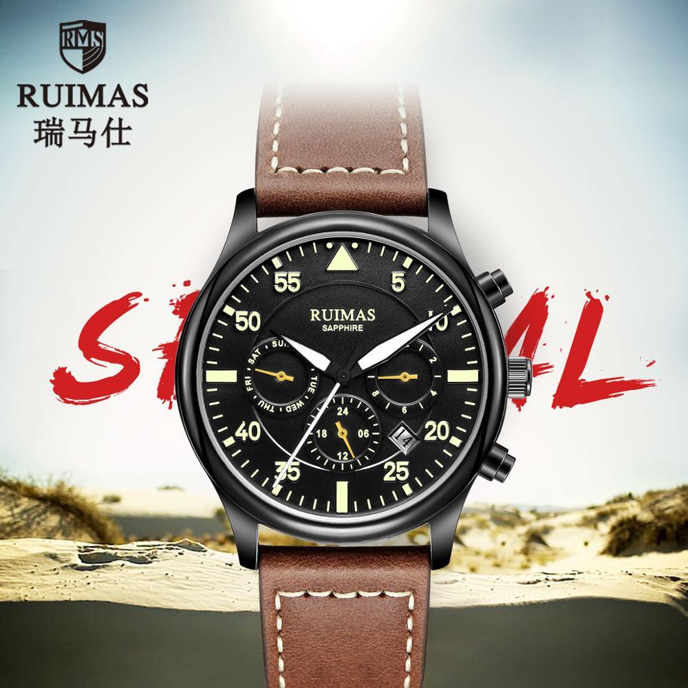 Изображение товара: Мужские автоматические светящиеся часы Ruimas, деловые водонепроницаемые механические часы с турбийоном, 6769