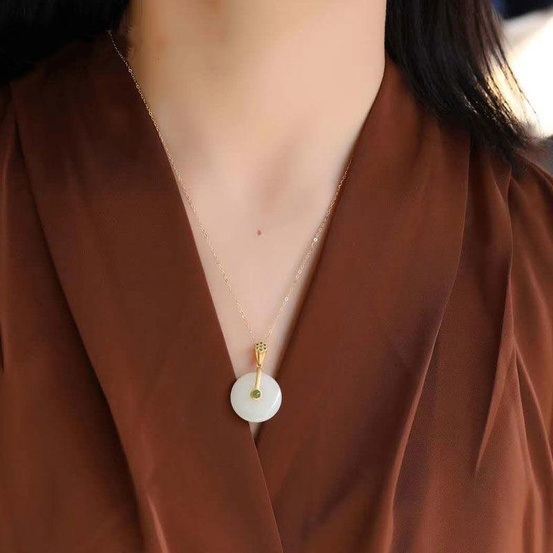 Изображение товара: Ожерелье женское с кулоном из белого нефрита, в китайском стиле ретро