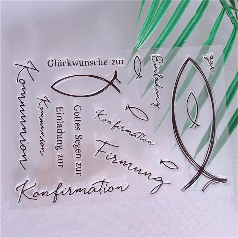 Изображение товара: Прозрачный силиконовый штамп с немецкими пожеланиями для скрапбукинга, фотоальбом для творчества, декоративный прозрачный лист штампов
