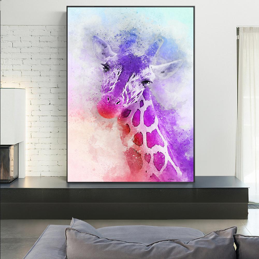 Изображение товара: Детский постер с фиолетовым жирафом, Настенная картина с изображением животных, фиолетового жирафа, в скандинавском стиле, украшение для детской комнаты