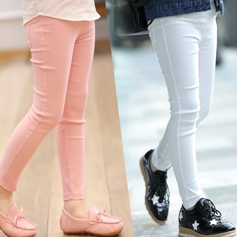 Изображение товара: ZWY433 для маленьких девочек брюки для девочек; Сезон весна-осень; Яркие Цвет эластичные узкие брюки; Детские однотонные леггинсы для девочек от 3 до 12 лет, раздел-одежда для детей