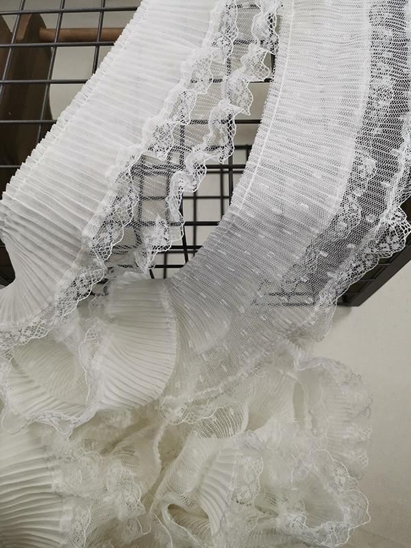 Изображение товара: Двухслойная Тюлевая плиссированная ткань 9 см шириной, кружевной эластичный воротник с оборками, фотолента, «сделай сам», платье, юбка, шитье, кисточка, Декор