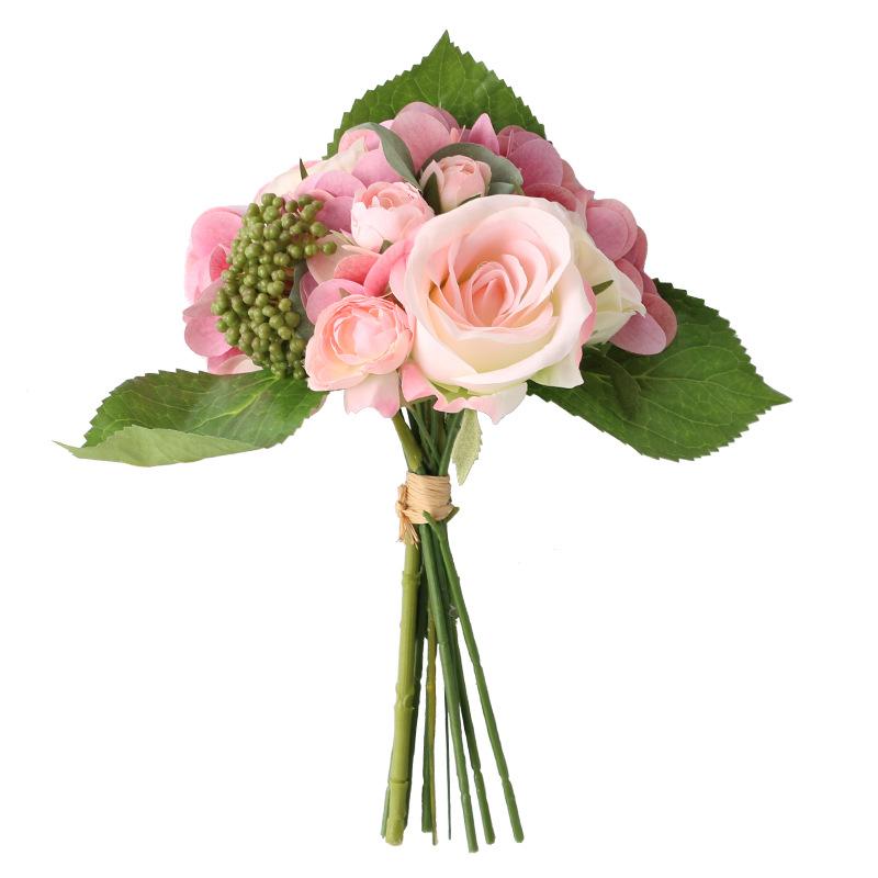 Изображение товара: Искусственный Шелковый цветок фиолетовая Гортензия роза букет невесты держащий цветок свадебный букет домашние декоративные искусственные цветы букет