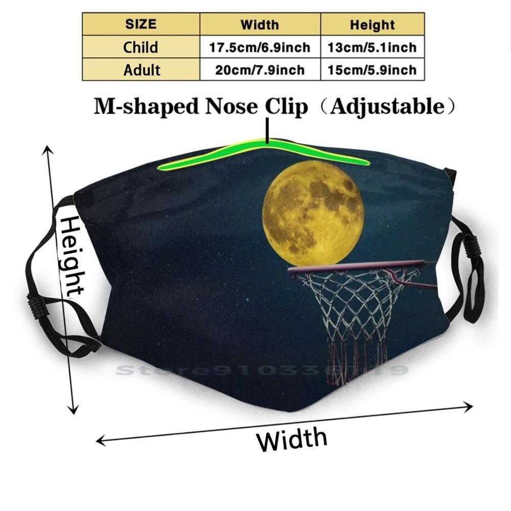 Изображение товара: Мяч в печать многоразовая маска Pm2.5 фильтр маска для лица для детей Луна спутник Космос Вселенная планета, шар и занятий спортом Баскетбол
