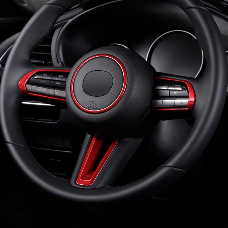 Изображение товара: Для Mazda 3 CX-30 2019 2020 аксессуары ABS углеродное волокно/красный/матовый автомобильный переключатель рулевого колеса крышка рамы отделка автостайлинг
