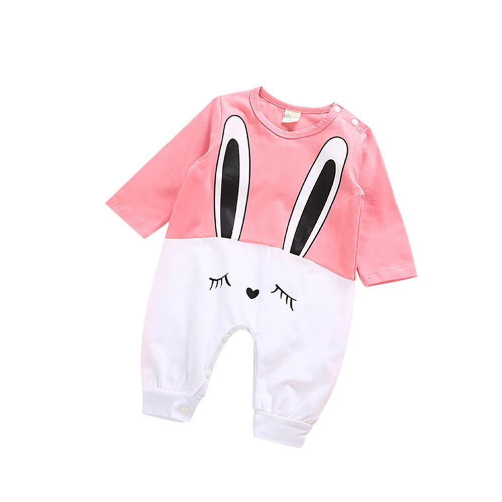 Изображение товара: Одежда для маленьких девочек с рисунком кролика; цельнокроеный Осенний комбинезон с длинными рукавами; милый костюм застенчивого кролика; комбинезон для маленьких девочек