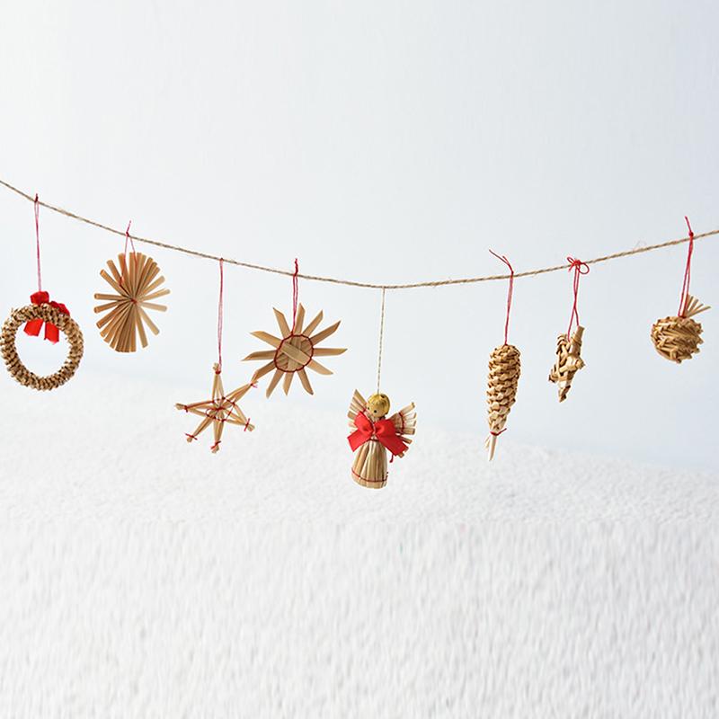 Изображение товара: Мини-набор, кулон-украшение для рождественской елки натуральная пшеница, Рождественское украшение, 1 комплект