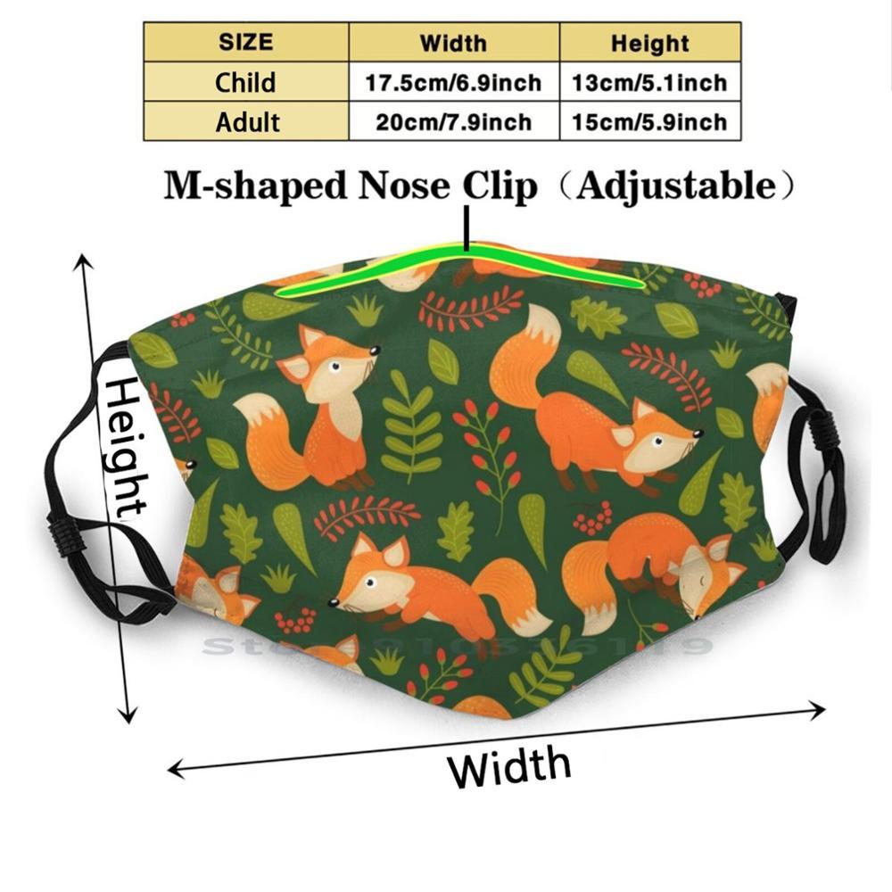 Изображение товара: Маска для рта многоразовая с фильтром Pm2.5, лисьими лисами, оранжевыми, зелеными, красными ягодами и красными листьями