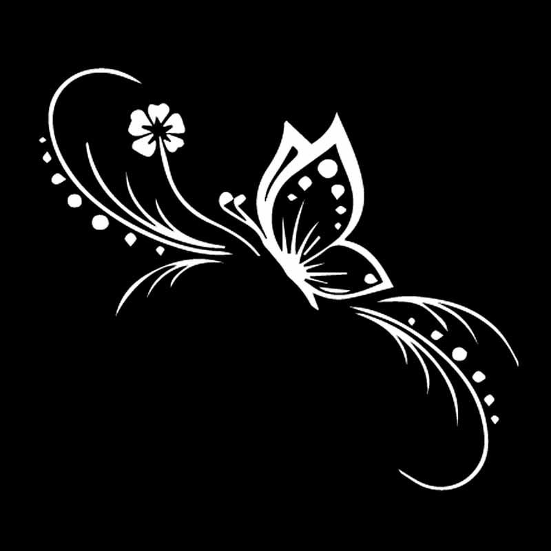 Изображение товара: 15 см * 15 см Автомобильная наклейка с бабочками и цветами украшение цветочное искусство KK виниловая наклейка черные/серебряные автомобильные аксессуары