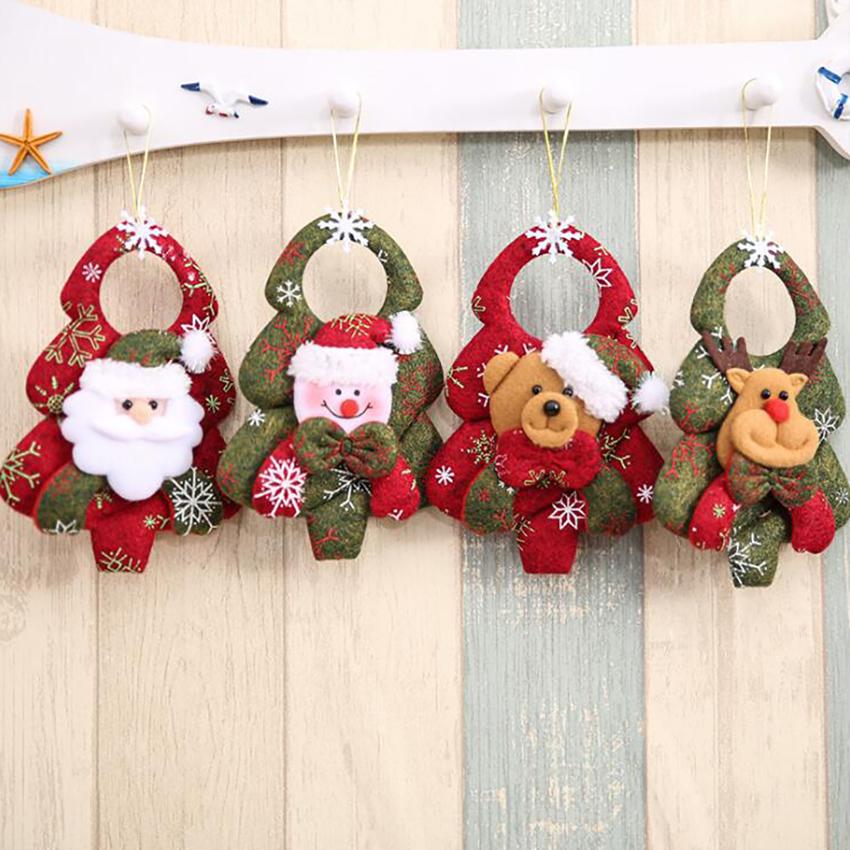 Изображение товара: Нетканые Висячие 3D Рождественские елки кулон украшения мультфильм Санта Клаус, снеговик, медведь, Лось рождественские праздничные украшения подарки