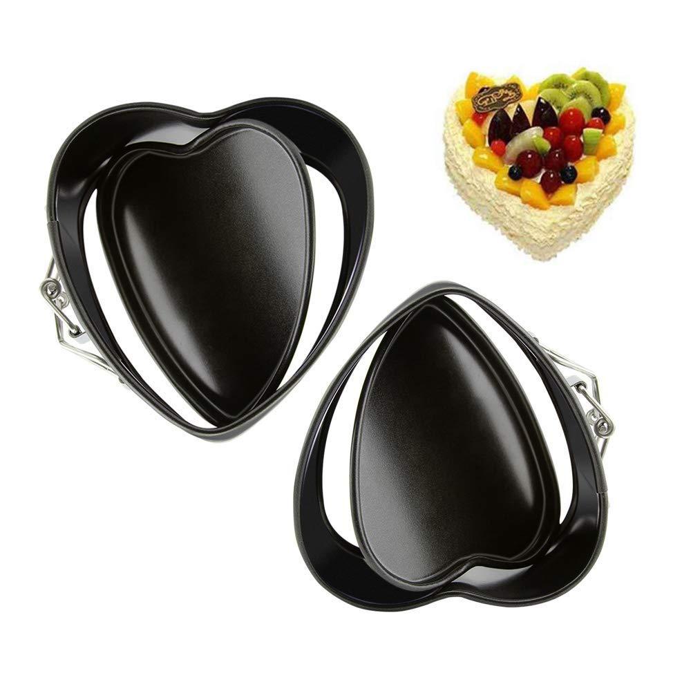 Изображение товара: 4-дюймовая Сковорода в форме сердца, мини-форма для выпечки тортов, антипригарный поднос из углеродистой стали для чизкейков со съемным дном, форма для выпечки