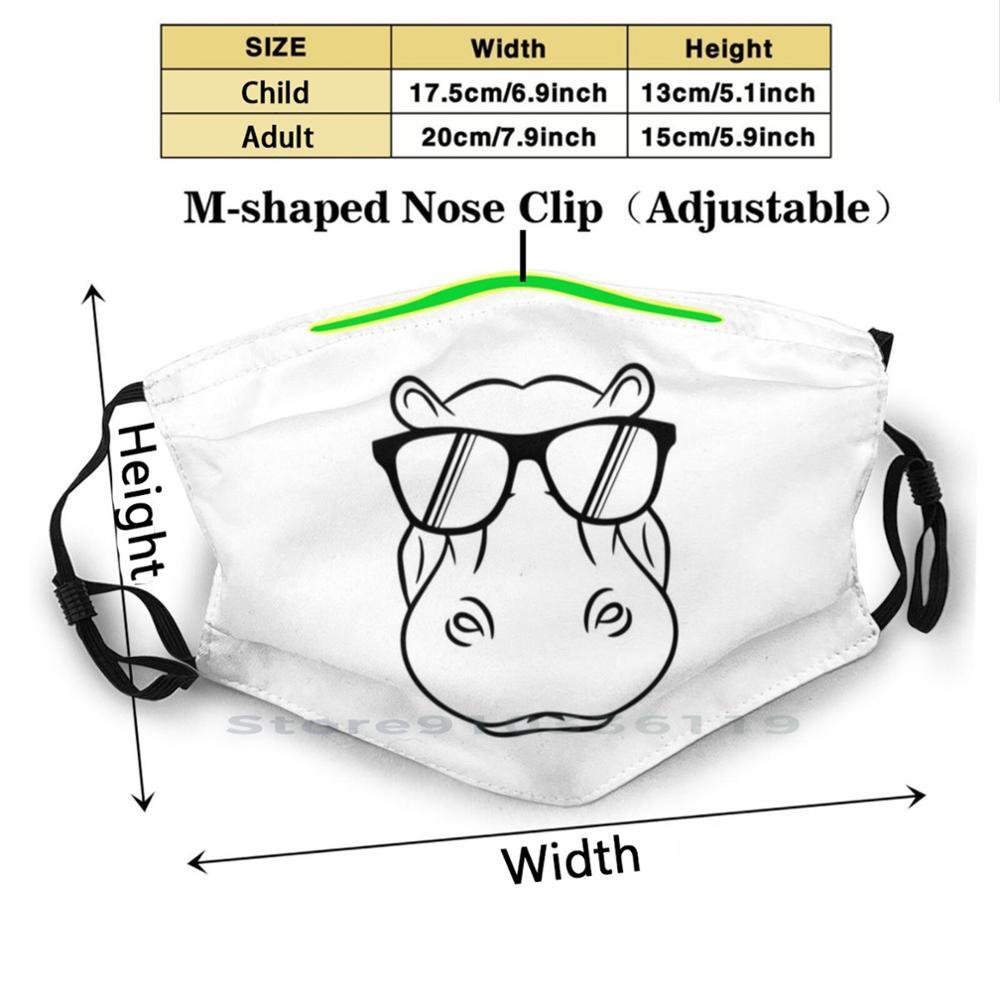 Изображение товара: Прохладный Бегемот Cute W/солнцезащитные очки дизайн анти-Пылевой фильтр смываемая маска для лица, классная детская одежда Бегемот Прохладный Бегемот