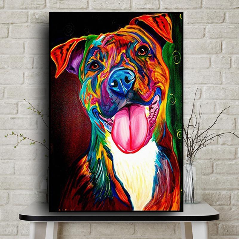 Изображение товара: Красочная абстрактная собака животное печать холст животные постеры и принты животных настенные картины для декора комнаты без рамки