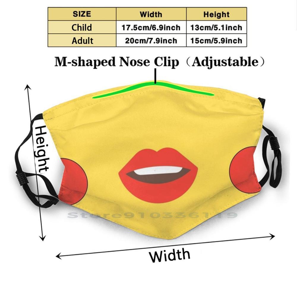 Изображение товара: Счастливый аниме девушка рот дизайн Пылезащитный фильтр смываемая маска для лица дети смешные Аниме счастливые улыбки губы желтый рот смешной