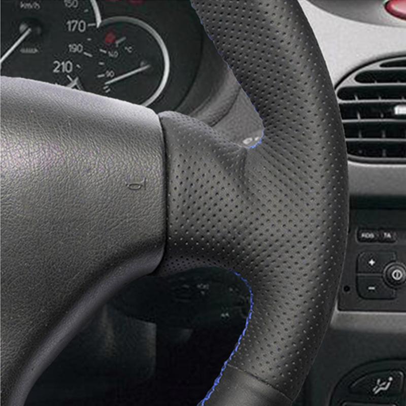 Изображение товара: Прошитый вручную черный искусственная кожа для Peugeot 206 1998-2005 206 SW 2003-2005 206