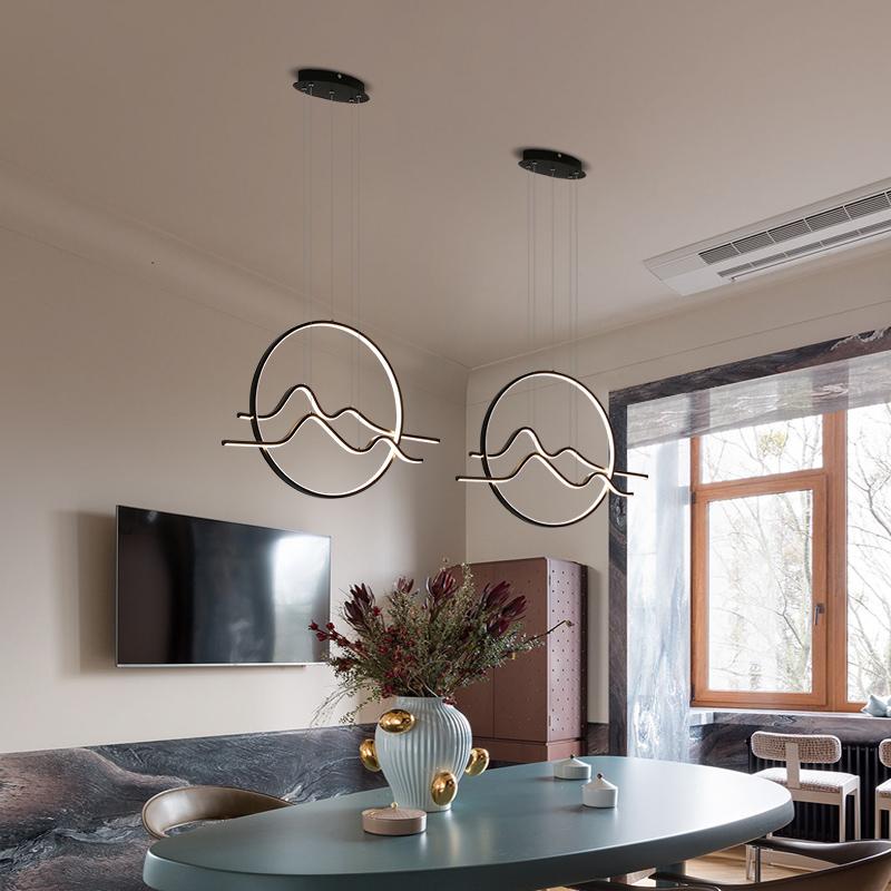 Изображение товара: Светодиодная люстра, современная простая креативная Круглая Люстра для столовой, спальни, бара, кофейни, подвесная люстра в скандинавском стиле
