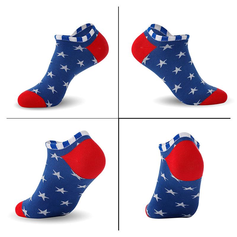 Изображение товара: Мужские носки без показа, хлопковые носки со звездами и полосками, 6 пар/лот (EU 39-46) (US 7,0-12,0) VKMONY