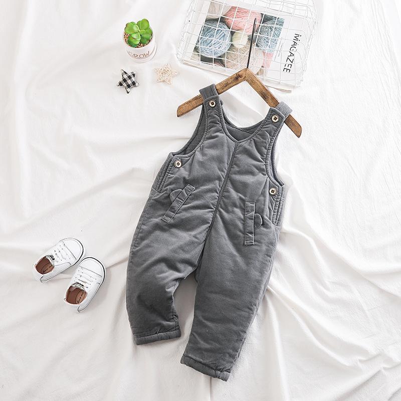 Изображение товара: Комбинезоны для малышей детские брюки для мальчиков и девочек с хлопковой подкладкой в Корейском стиле универсальные брюки Лидер продаж 2020 зимние однотонные