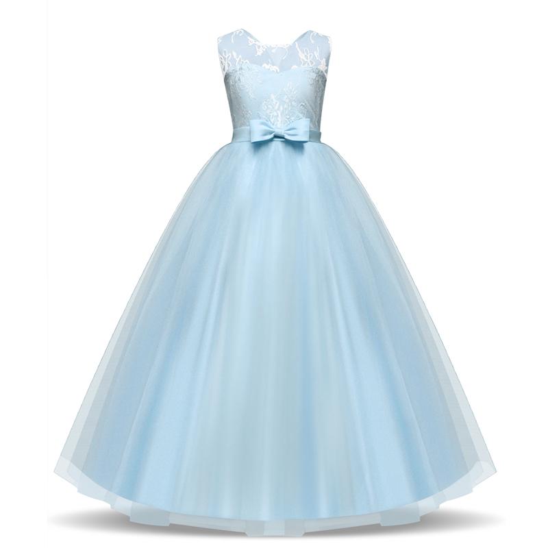 Изображение товара: Элегантное свадебное кружевное платье без рукавов для девочек праздничное длинное платье принцессы из тюля для От 6 до 14 лет