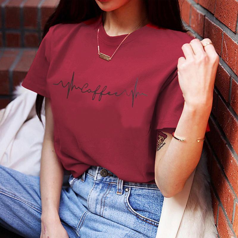 Изображение товара: Женские футболки с принтом электрокардиограммы, повседневные топы, летняя женская футболка с коротким рукавом, женская одежда, 2020