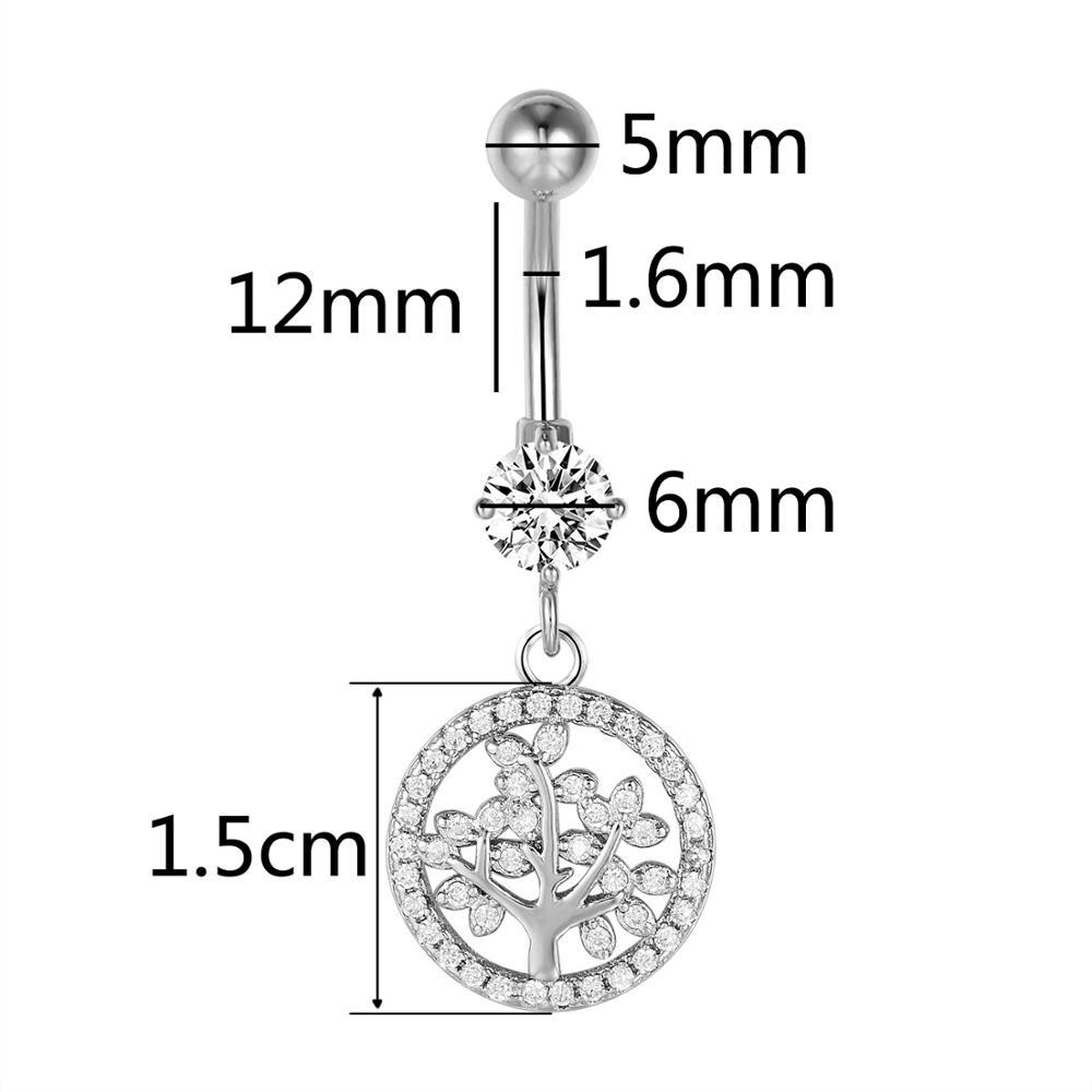 Изображение товара: Кольцо в виде пупка с кристаллом из дерева жизни, Пляжное кольцо для пирсинга живота, пикантное Ювелирное Украшение для пупка G23, титаниум 14 г, цепочка для тела