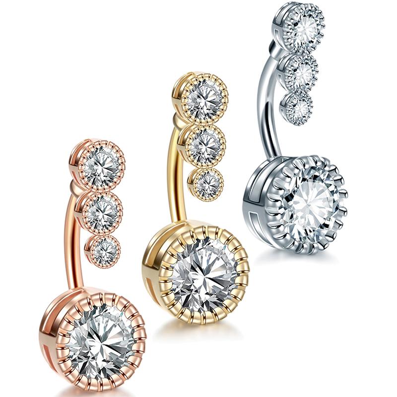 Изображение товара: 4 кристалла пирсинг для пупка мужское кольцо для пупка Женская стальная штанга