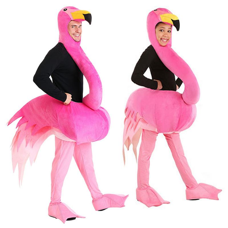 Изображение товара: Мужские костюмы, розово-красный фламинго, для карнавала вечерние, забавные фламинго, Детские ролевые игры, необычный комбинезон для взрослых, косплей «Умная Птица»