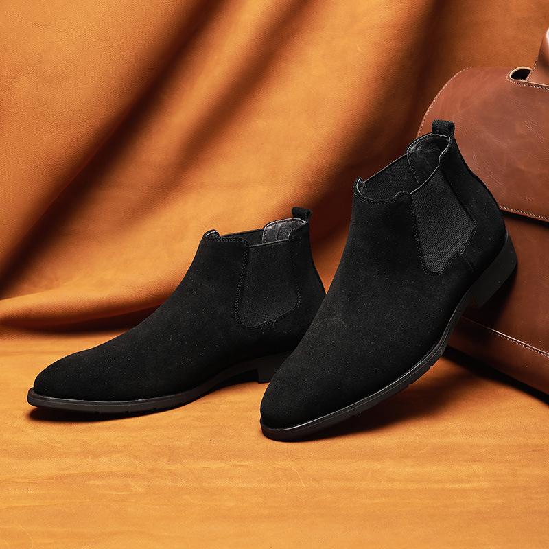 Изображение товара: Мужские ботинки челси, из матовой натуральной кожи, повседневная обувь без шнуровки в стиле ретро, модные кожаные ботинки, мужские оксфорды, удобные ботинки, 2020