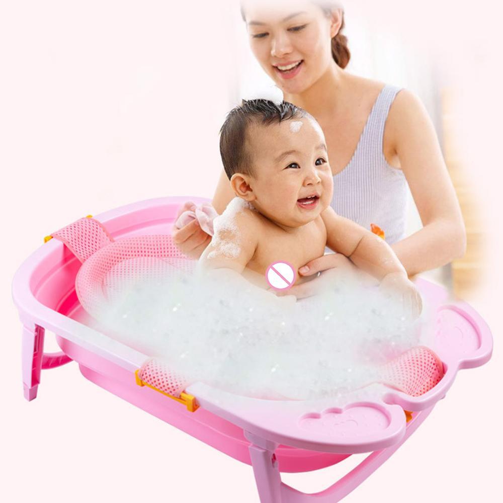 Изображение товара: Детская ванна для душа, регулируемая подушка для ванны, нескользящая Т-образная ванна, коврик для ванной, безопасная подушка для ванны для новорожденных, детская сетчатая Колыбель
