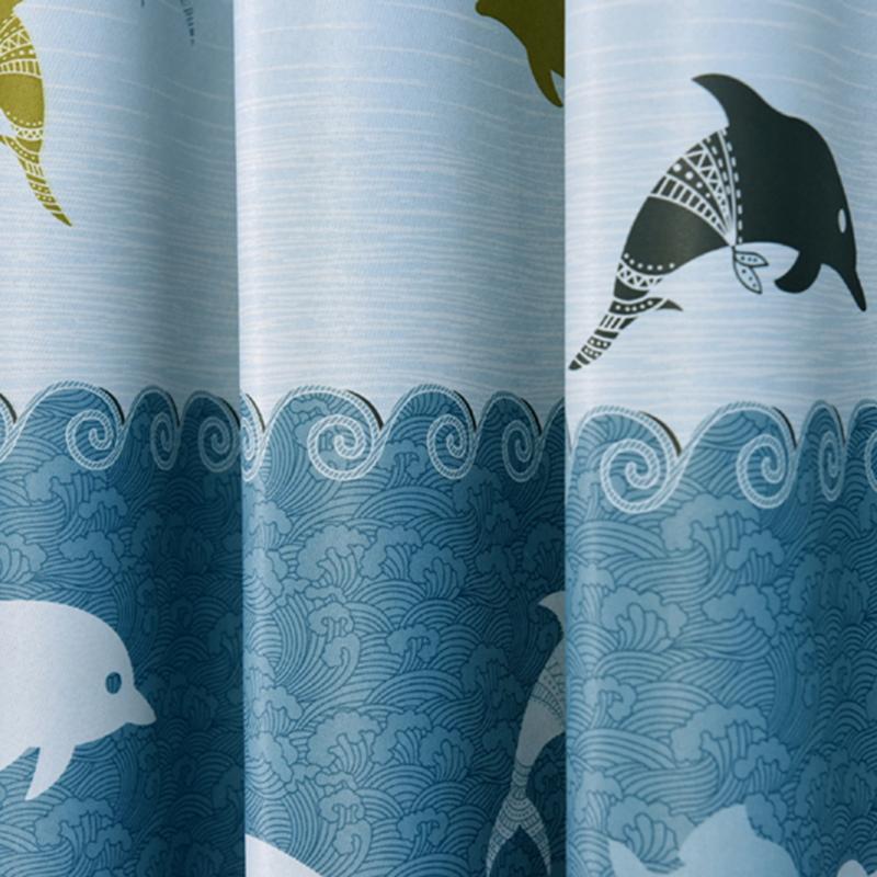 Изображение товара: Занавески с изображением дельфина из мультфильма для коротких оконных дверей, простые современные кухонные занавески, мини оконные шторы PC027B