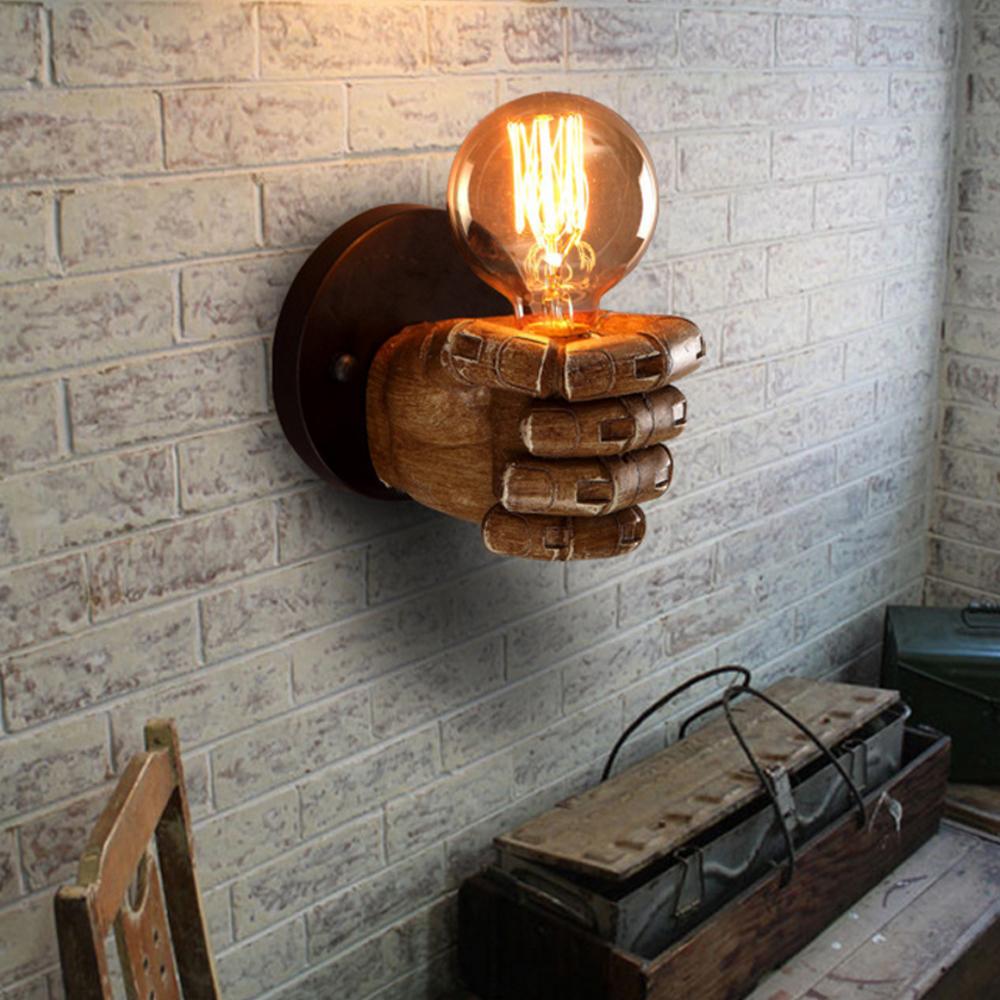 Изображение товара: Современная креативная полимерная светодиодная настенная лампа в виде кулака E27, 90-260 В, для гостиной, спальни, ресторана, бара, коридора