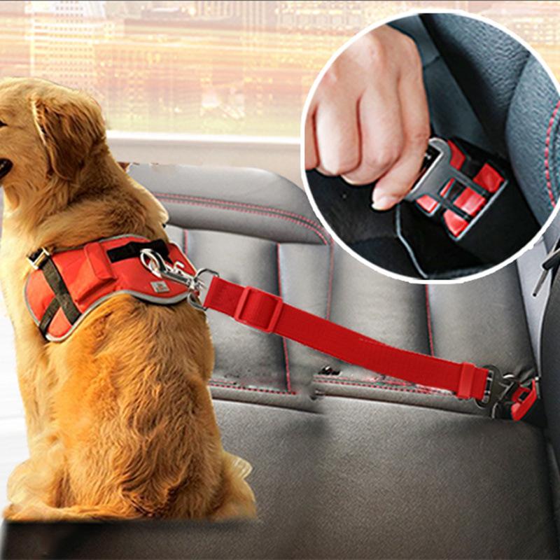 Изображение товара: Регулируемый поводок для собаки, собаки, автомобильный ремень безопасности для прогулок, прочный поводок для автомобиля, тренировочные большие средние и маленькие собаки аксессуары для животных принадлежности