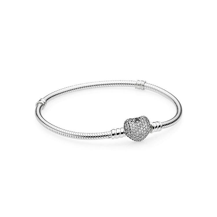 Изображение товара: Женский браслет anomook, браслет из 100% стерлингового серебра 925 пробы с романтическим сердечком, ювелирное изделие из стерлингового серебра