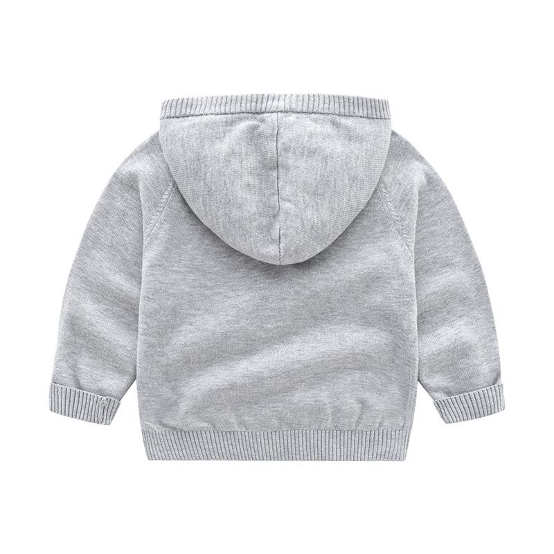 Изображение товара: Осенний свитер IYEAL для новорожденных мальчиков и девочек, пальто, Хлопковый вязаный однотонный кардиган, куртка с капюшоном для мальчиков и девочек, верхняя одежда для младенцев, топы