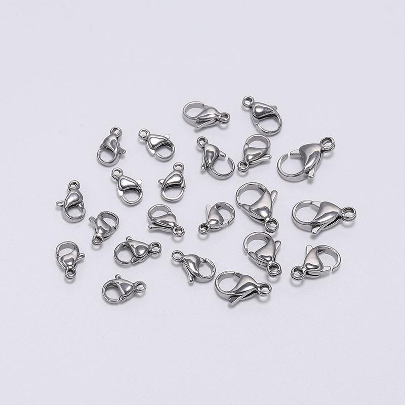 Изображение товара: 30pcs Mixed Size Stainless Steel Material Lobster clasp Jewelry Connectors For Necklace Pendant Chain Clasp Hooks Jewelry Making