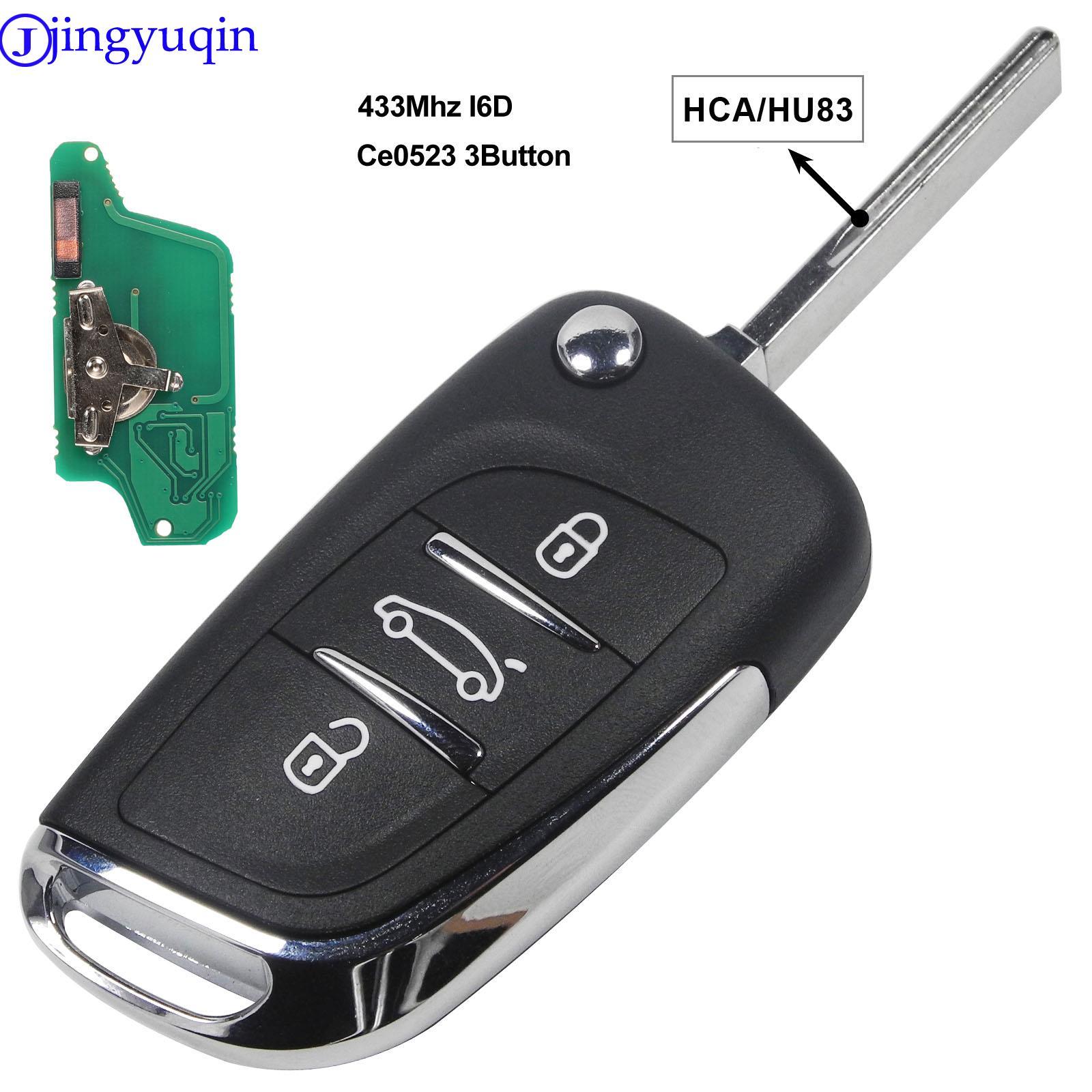 Изображение товара: Jingyuqin ASK/FSK 433 МГц ID46 чип CE0523 модифицированный дистанционный брелок с откидной крышкой для Peugeot 307 407 607 HU83/VA2 Blade 2 3 кнопочный ключ