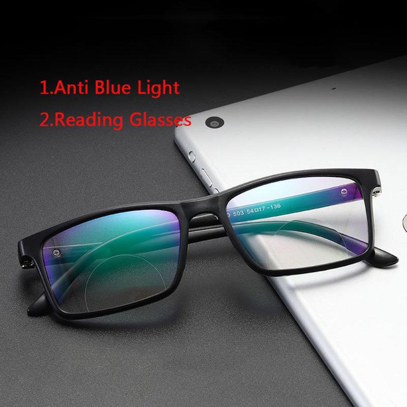 Изображение товара: Пресбиопические очки CRSD с большим увеличением и защитой от синего светильник, квадратные, в полной оправе, для мужчин и женщин, бифокальные очки для чтения + 1,0, 1,5, 2